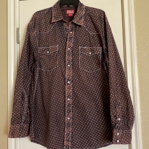 Red Ranch | Shirts | Red Ranch Western Shirt Pearl Snaps Distressed Xl ...